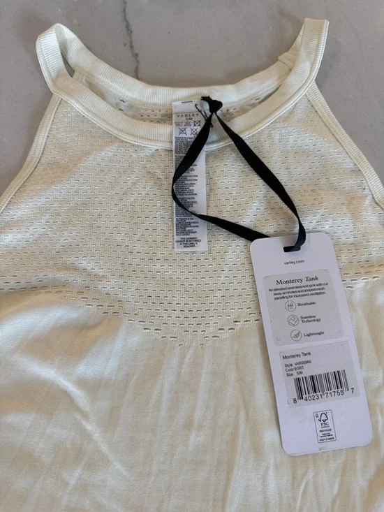 Varley Cream Lightweight, NWT Ribbed Monterey workout Tank sz S - Picture 1 of 7
